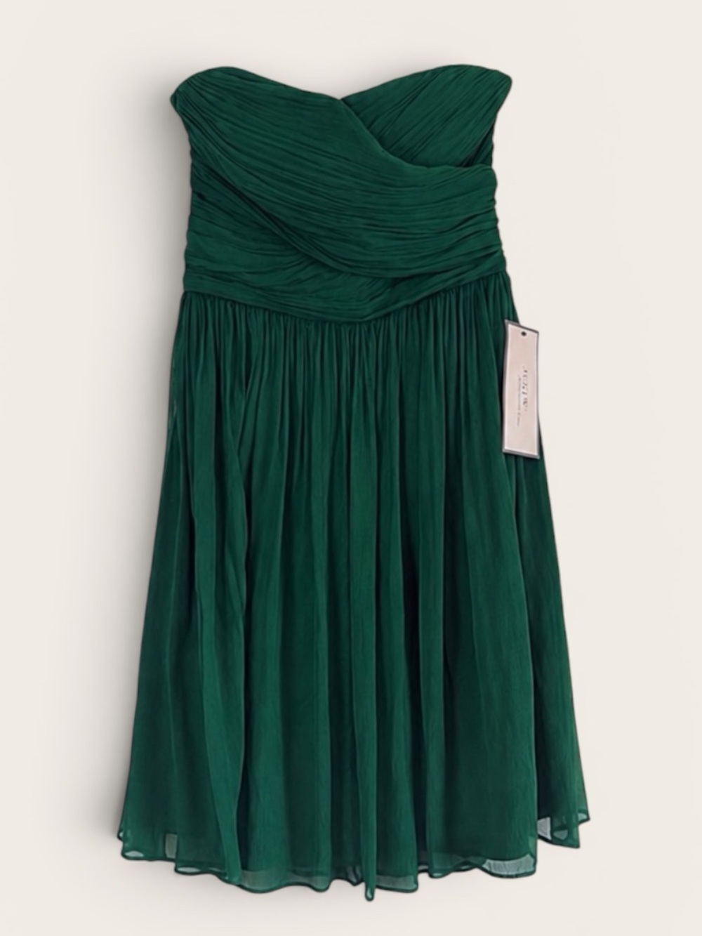 NEW J. Crew 100% Silk Arabelle Chiffon Forest Green Cocktail Midi Dress Size 6
